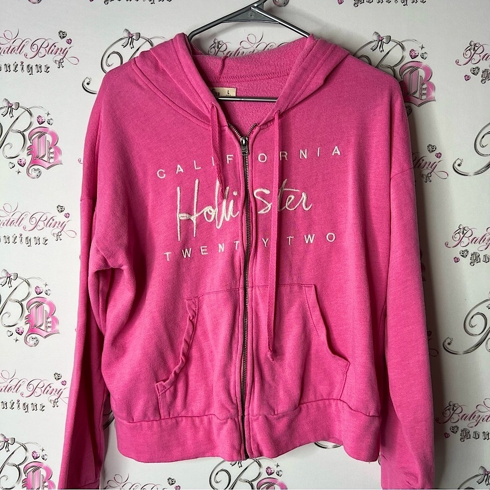 Hollister sweater zip up embroidered twenty two California Pink Hoodie